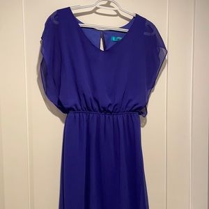 “Buttons” bright blue dress